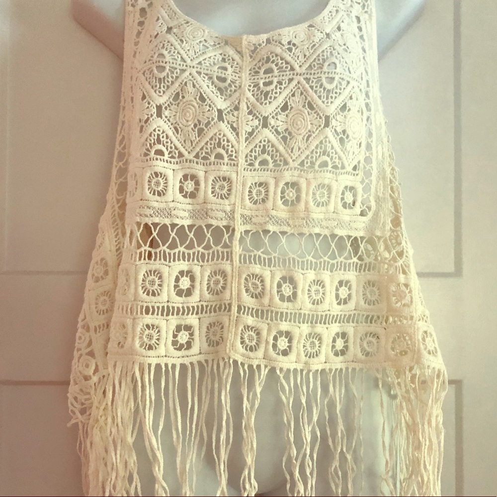 Fringe crocheted tank top